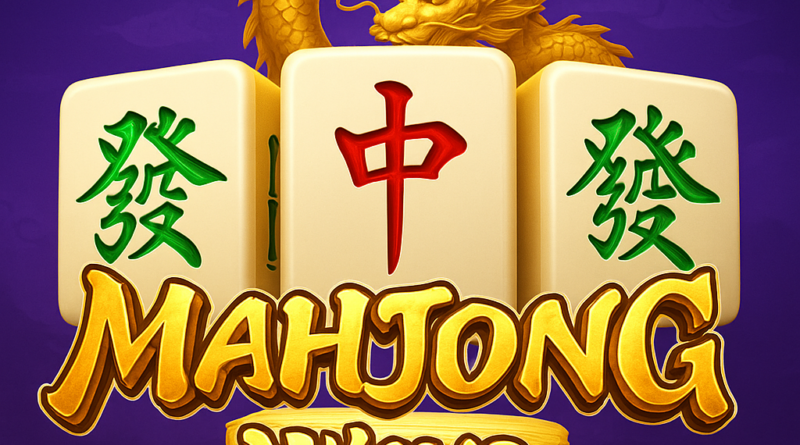 Ilustrasi Mahjong Ways bergaya PG Soft menampilkan ubin mahjong, naga emas, dan judul eksplorasi visual serta mekanisme ikonik.